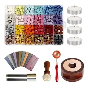 Набір для сургучних печаток 24 кольори воскових гранул свічки ложка конверти друк Дерево 700 г