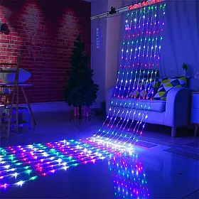 Гірлянда новорічна світлодіодна 200 LED кольорова 2х2 м ефект водоспад 8 режимів роботи