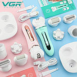 Епілятор для видалення волосся ниткою VGR, Пилка для ступень, Депілятор жіночий 3в1 PQ-56, фото 9