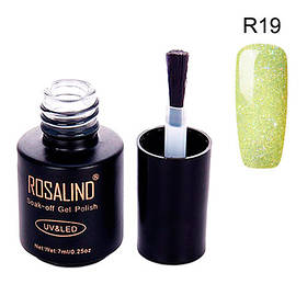 Гель-лак для нігтів шиммерний лаймовий 7 мл для манікюру Rosalind ефект блиску та глибини R19