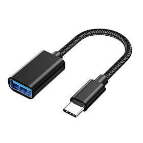 Кабель USB OTG для підключення зовнішніх пристроїв USB Type-C до USB 3.1 довжина 15 см чорний сумісність із OTG пристроями