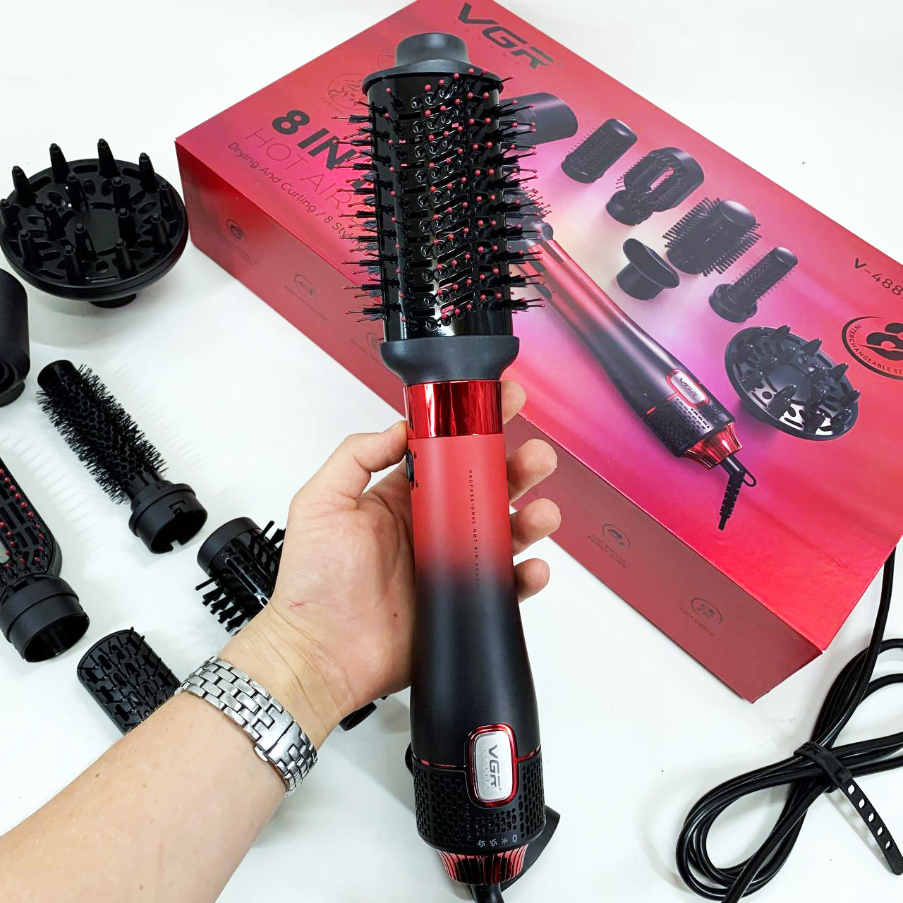 Фен гребінець для сушіння волосся, Стайлер автоматичний для завивки волосся, Фен з іонним дифузором YB-39, фото 1