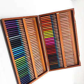 Набір кольорових олівців 72 шт. для малювання в дерев'яному кейсі масляні для художників та дизайнерів.