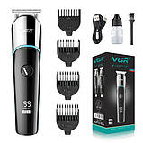 Машинка для стрижки волосся з різними насадками VGR, Акумуляторна машинка для стрижки YC-19, фото 6