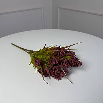 Добавка шишечки букетик бордовий , 34 см , 7 гілок, 10 шт/уп