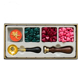 Набір сургучних печаток з воском у трьох кольорах свічкою та ложкою для створення відбитків на листах та листівках