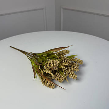 Добавка шишечки букетик гірчичний , 34 см , 7 гілок, 10 шт/уп