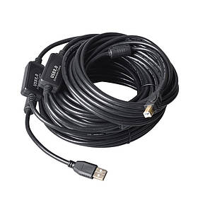 Кабель USB 2.0 для підключення принтерів, сканерів, мультифункціональних пристроїв довжиною 10 метрів з феритовими кільцями