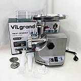 М'ясорубка для подрібнення м'яса і риби ViLgrand V304-SMG 3000 Вт 'ясорубка настільна професійна CX-21, фото 2