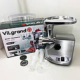 М'ясорубка для подрібнення м'яса і риби ViLgrand V304-SMG 3000 Вт 'ясорубка настільна професійна CX-21, фото 8