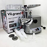 М'ясорубка для подрібнення м'яса і риби ViLgrand V304-SMG 3000 Вт 'ясорубка настільна професійна CX-21, фото 9