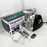 Потужна м'ясорубка для домашньої кухні ViLgrand V203-BRMG 2000 Вт, Потужна якісна електро м'ясорубка KS-40, фото 2