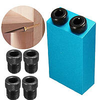 Кондуктор для сверления отверстий под косой шуруп с переходниками 6 8 10 мм для сборки мебели 2 отверстия 12 мм