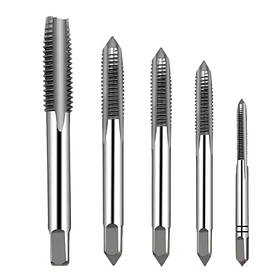 Набір мітчиків для нарізки різьблення в металі та пластиці 5 шт M3 M4 M5 M6 M8 зі сталі HSS для професіоналів та домашніх майстрів