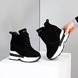 Жіночі зимові снікерси, Жіночі хайтопи на платформі зимові, Снікерси зимові черні, фото 7