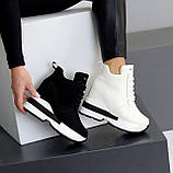 Жіночі зимові снікерси, Жіночі хайтопи на платформі зимові, Снікерси зимові черні, фото 6