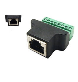 Перехідник RJ45 8P8C мама на клемники 8pin для мережевого кабелю кручена пара без паяння гвинтові затискачі
