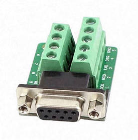 Перехідник RS232 на клемники 9pin адаптер для підключення проводів без паяння для COM-порту DB9 мама