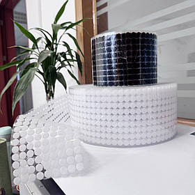 Липучки самоклеючі кружки 10 мм білі для кріплення та рукоділля набір 1000 пар