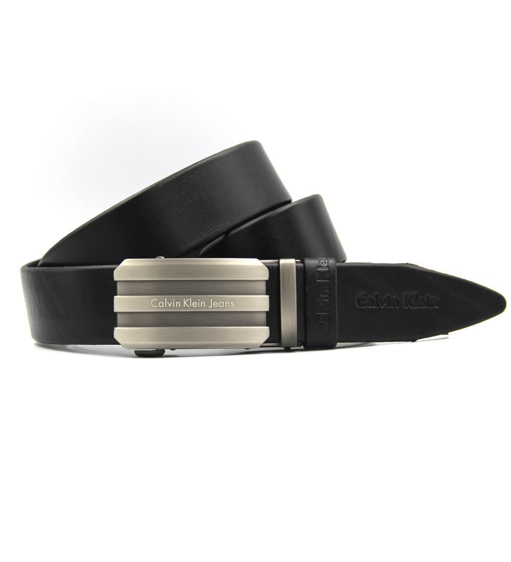 Шкіряний пояс Calvin Klein шкіряний брендовий чорний, фото 1