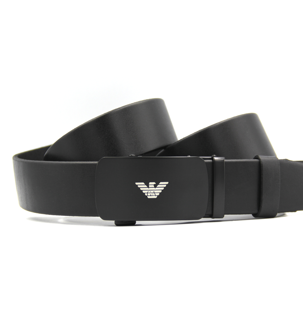 Шкіряний пояс ARMANI шкіряний брендовий чорний, фото 1