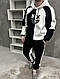 Чоловічий зимовий чорно-білий спортивний костюм тринитка на флісі 2в1, Утеплений костюм чорно-білого кольору з малюнком Худі Штани - фото 1 - id-p2773588162