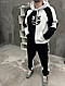 Чоловічий зимовий чорно-білий спортивний костюм тринитка на флісі 2в1, Утеплений костюм чорно-білого кольору з малюнком Худі Штани - фото 2 - id-p2773588162