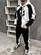 Чоловічий зимовий чорно-білий спортивний костюм тринитка на флісі 2в1, Утеплений костюм чорно-білого кольору з малюнком Худі Штани - фото 3 - id-p2773588162