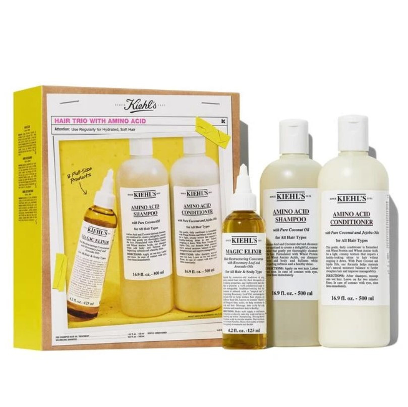 Набір шампунь, кондиціонер із амінокислотами та олія для волосся Kiehl's Hair Trio with Amino Acid Set, фото 1