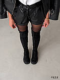 Женские ботфорти на высокой подошве, черные замшевыу бофорты, фото 7