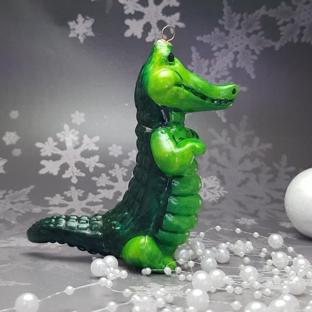 стеклянная игрушка на елку Крокодил Komozja Mostowski Impuls yalinka.in.ua