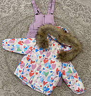 Зимний детский комбинезон для девочки пух 100-110