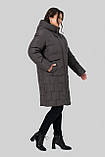 Зимове жіноче пальто прямого крою з тінсулейтом великих розмірів 50-60 сіро-коричневе, фото 3