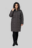 Зимове жіноче пальто прямого крою з тінсулейтом великих розмірів 50-60 сіро-коричневе, фото 7