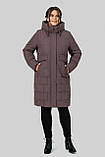 Зимове жіноче пальто прямого крою з тінсулейтом великих розмірів 50-60 темно-лілове, фото 2