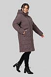 Зимове жіноче пальто прямого крою з тінсулейтом великих розмірів 50-60 темно-лілове, фото 4