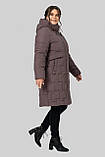 Зимове жіноче пальто прямого крою з тінсулейтом великих розмірів 50-60 темно-лілове, фото 5