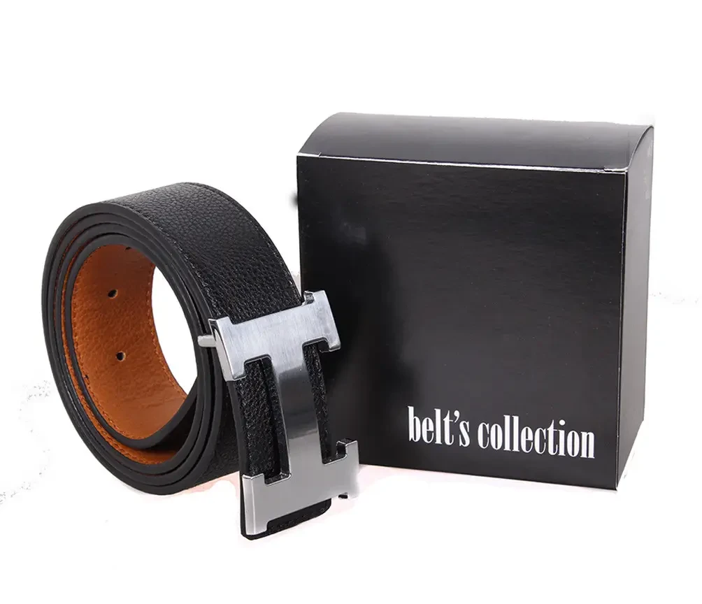 Чоловічий ремінь зі штучної шкіри під джинси 49098-111 чорний, фото 1