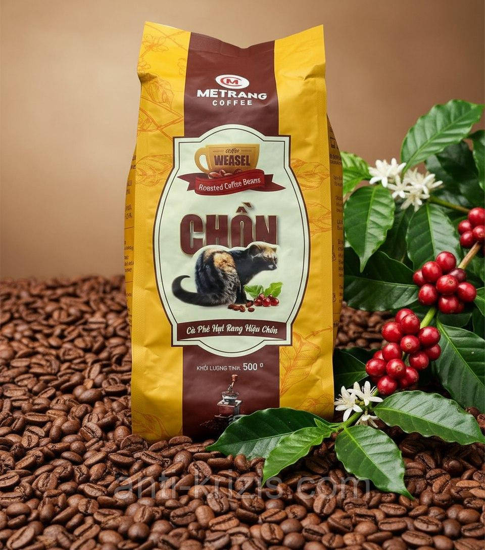 В'єтнамський Legendapний кофe у зернах Копі Лювак Me Trang Chon 500 грамів-поставка 2025