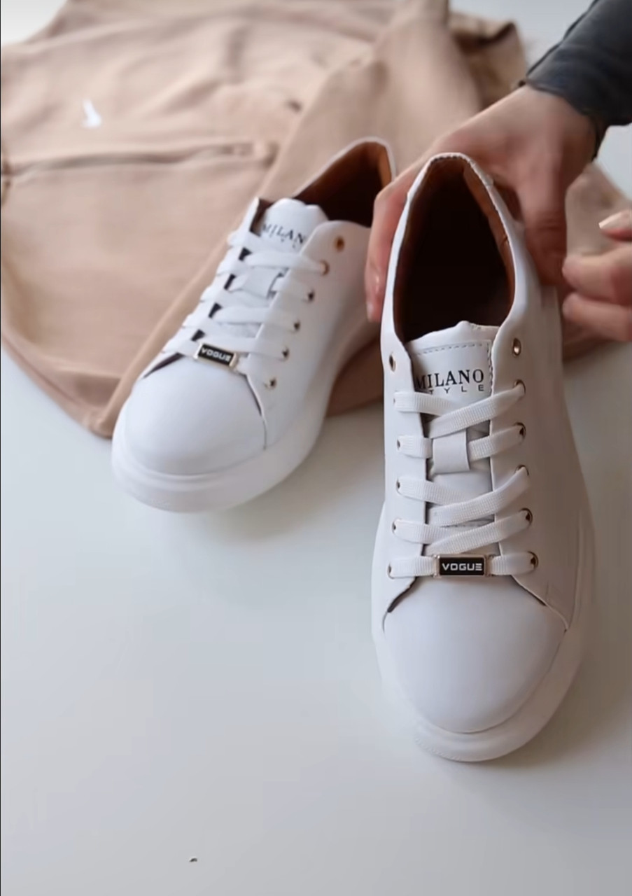 Кеди класичні базові шкіряні жіночі білі, фото 1