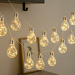 Світлодіодна гірлянда лампочки тепле золотисте світло 10 ламп, живлення від мережі з перехідником