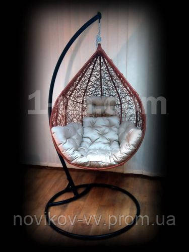 Розпродаж,Підвісне крісло-гойдалка Nest.Садове плетене крісло.Коньячне зі стійкою.