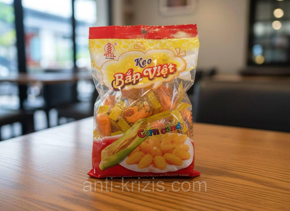 Натуральні жувальні цукерки Corn Candy зі смаком кукурудзи 400 г, дуже смачні, В'єтнам, фото 1