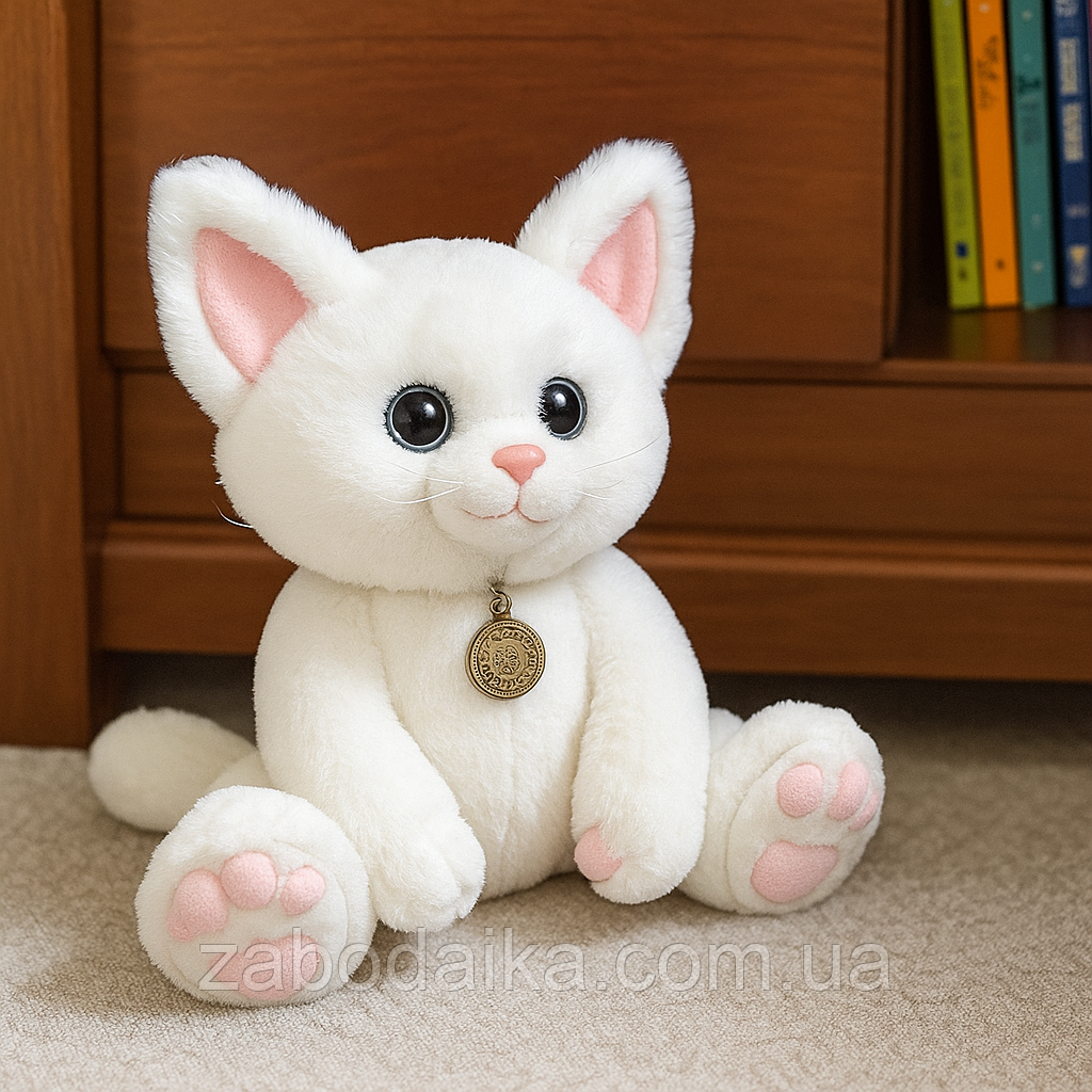 Кішка м'яка іграшка біла, фото 1