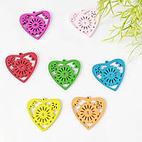 Дерев'яний  декор Сердечко з квіткою колір МІКС 1 шт