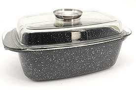 Казан 32 см / 5,5 л з мармуровим антипригарним покриттям + скляна кришка | A-Plus 1997