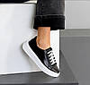 Кеди шкіряні жіночі стильні весна чорні на білій підошві 38р, фото 2