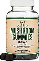 Double Wood Mushroom Gummies / Комплекс грибів 5 видів 250 мг 60 жувальних цукерок
