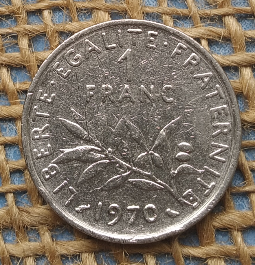 1 франк 1970 року. Францiя, фото 1