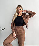 Спортивний костюм жіночий бавовняний (тринитка петля) з худі та джогерами коричневого кольору, мрамор, фото 5